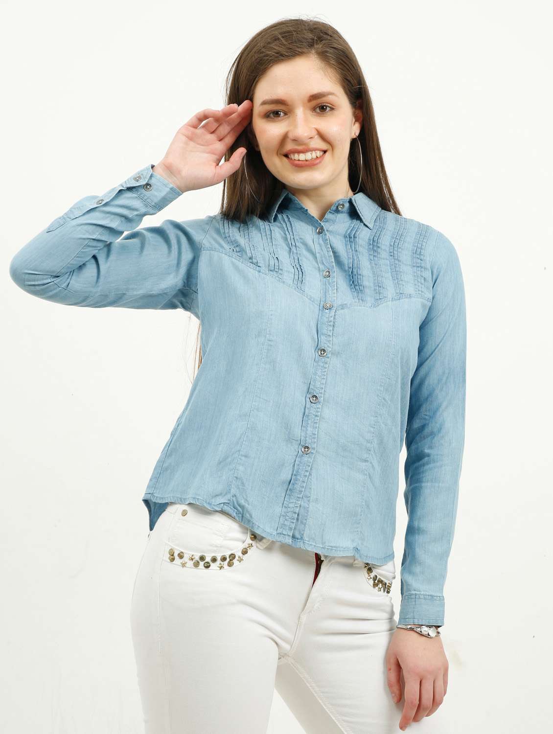 denim detailed shirt