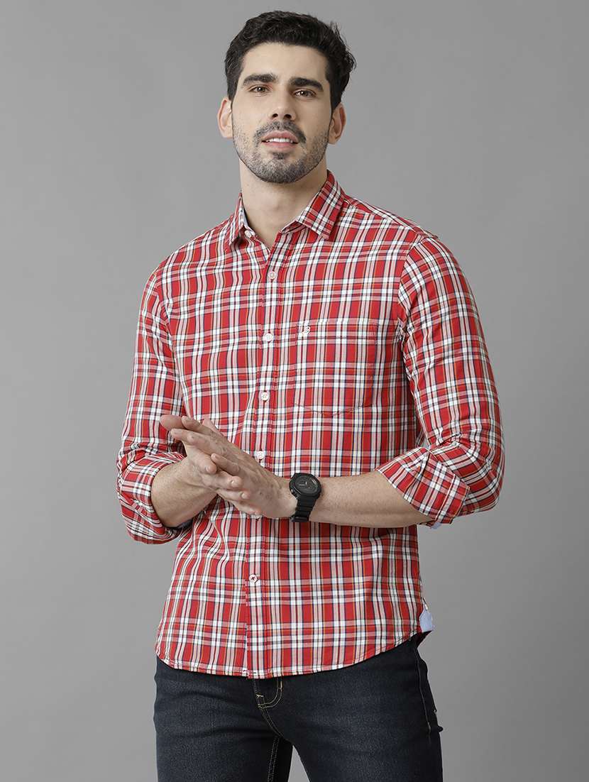 red cotton casual shirt