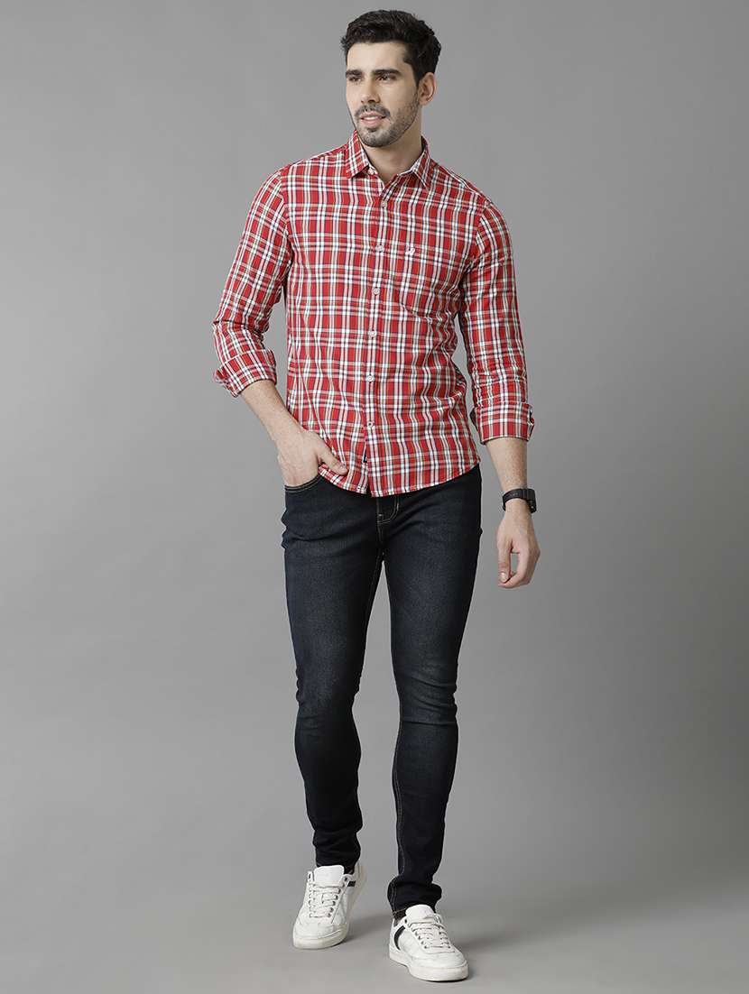 red cotton casual shirt - 20446019 -  Standard Image - 3