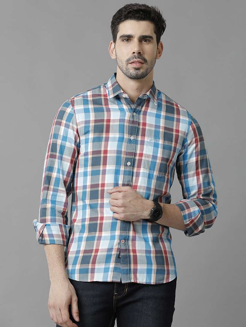 turquoise cotton casual shirt