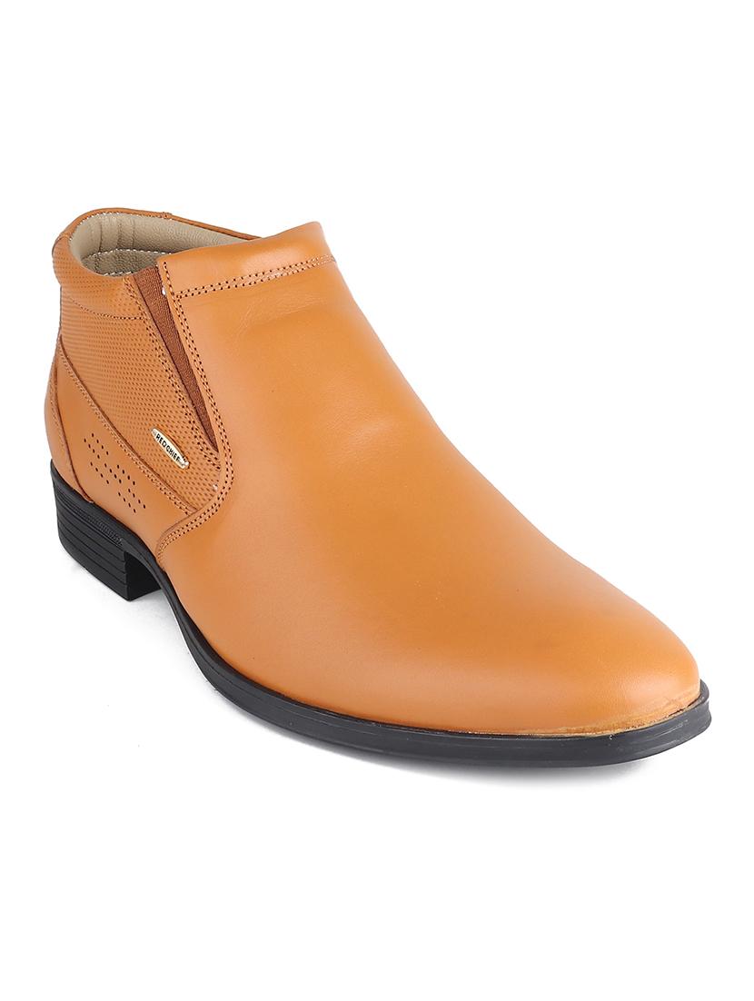 men textured tan high ankle leather slip on - 20446801 - Zoom Image - 0
