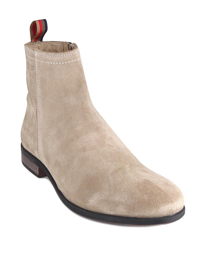 men solid beige suede high ankle boots - 20446806 - Zoom Image - 0