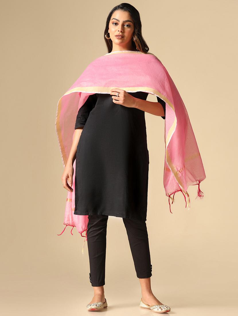 women pink plain chanderi dupatta - 20446920 - Zoom Image - 0