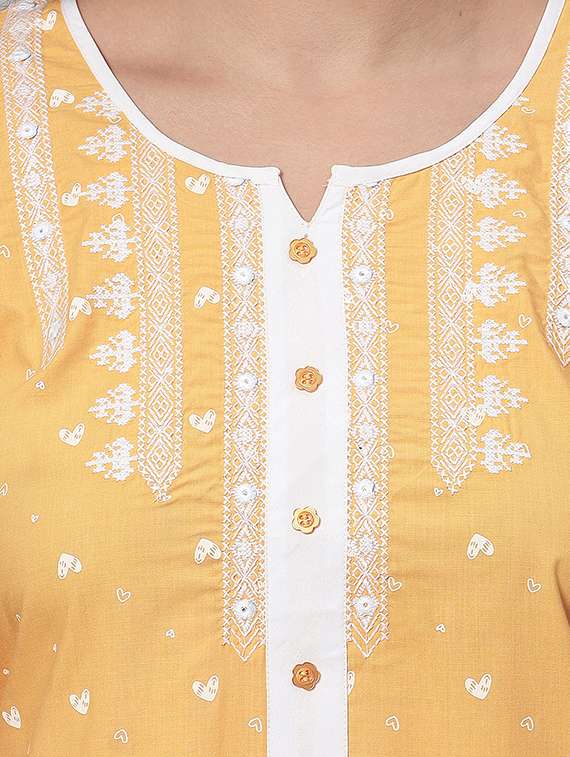 yellow printed short sleeves nighty - 20447283 - Standard Image - 3