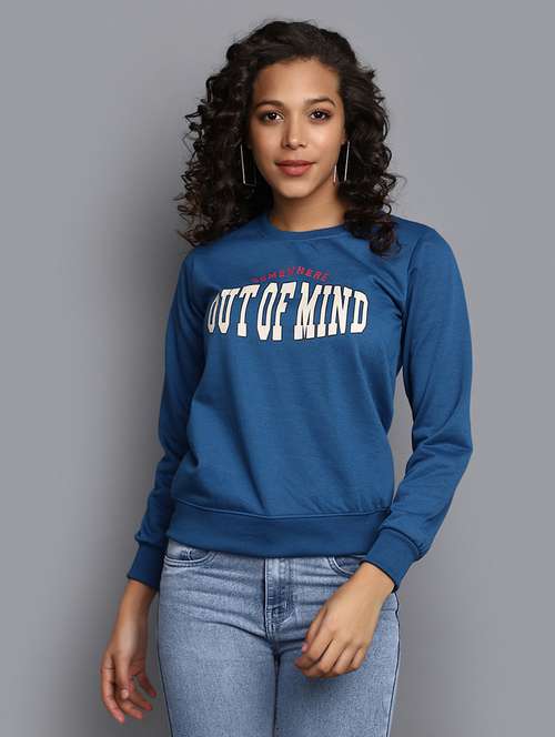 blue wool chest print sweatshirt - 20448251 -  Standard Image - 0