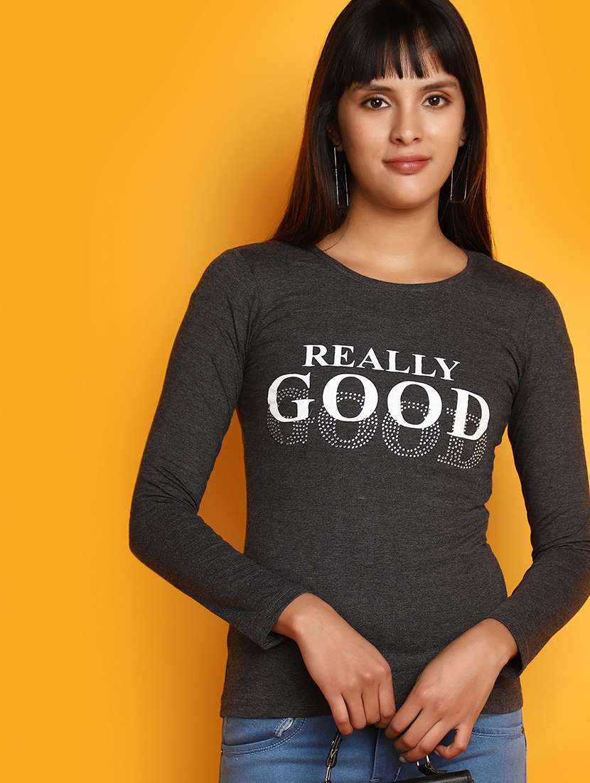 grey cotton regular top - 20448301 -  Standard Image - 3