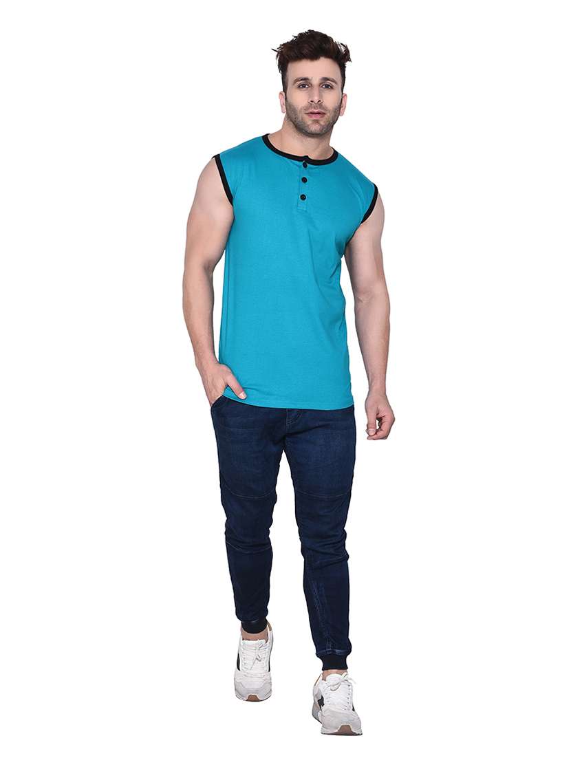 men solid cotton sleeveless t-shirt - 20448614 -  Standard Image - 3