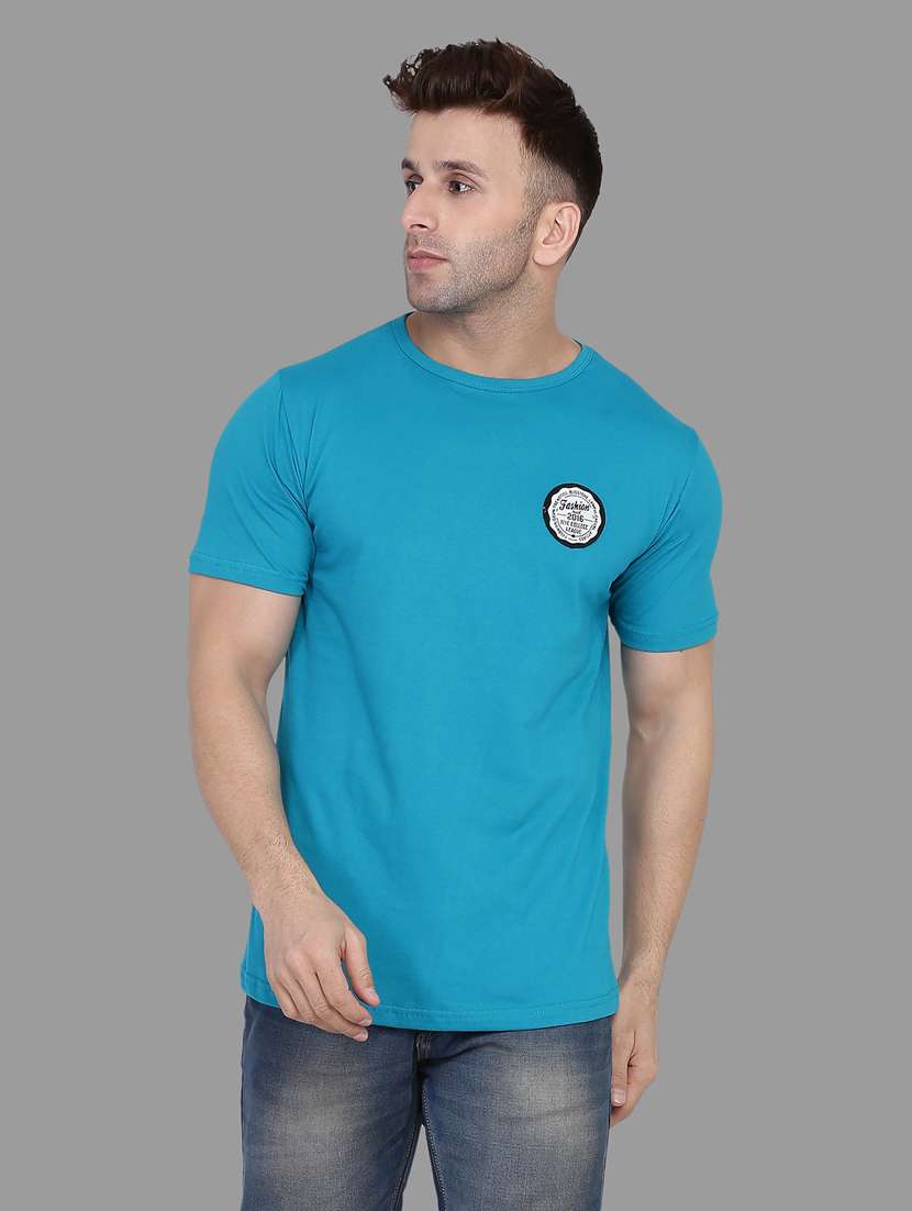 men round neck solid regular t-shirt