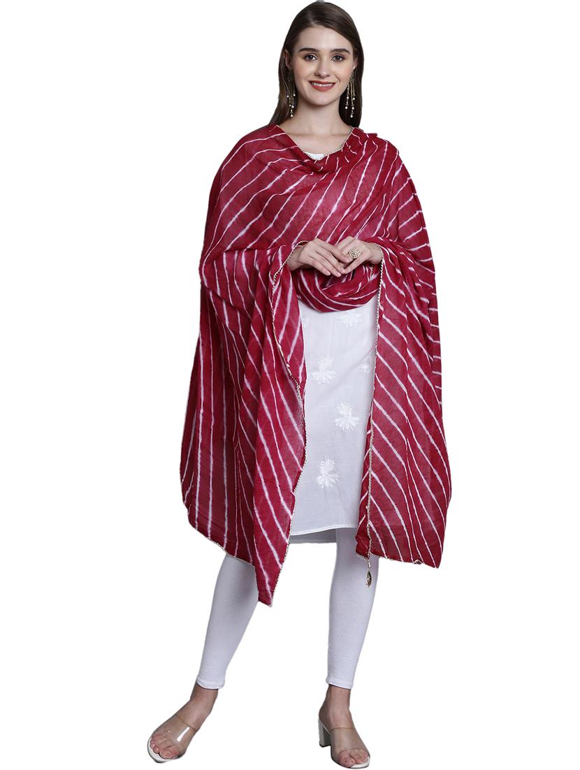 women maroon leheriya print dupatta - 20448795 -  Zoom Image - 0