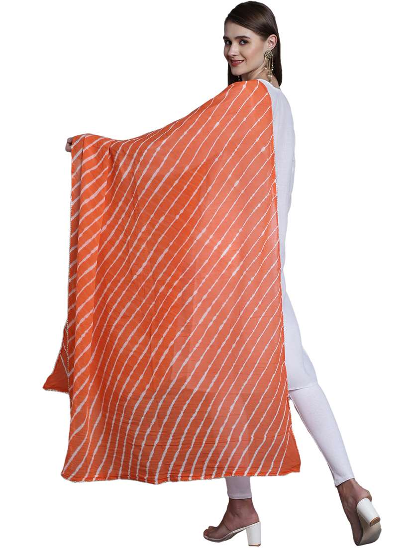 women orange leheriya print dupatta - 20448797 -  Standard Image - 3