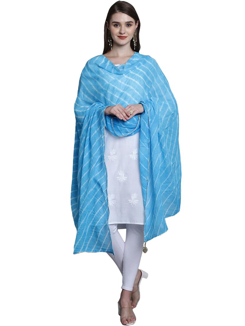 women blue leheriya print dupatta - 20448799 - Zoom Image - 0