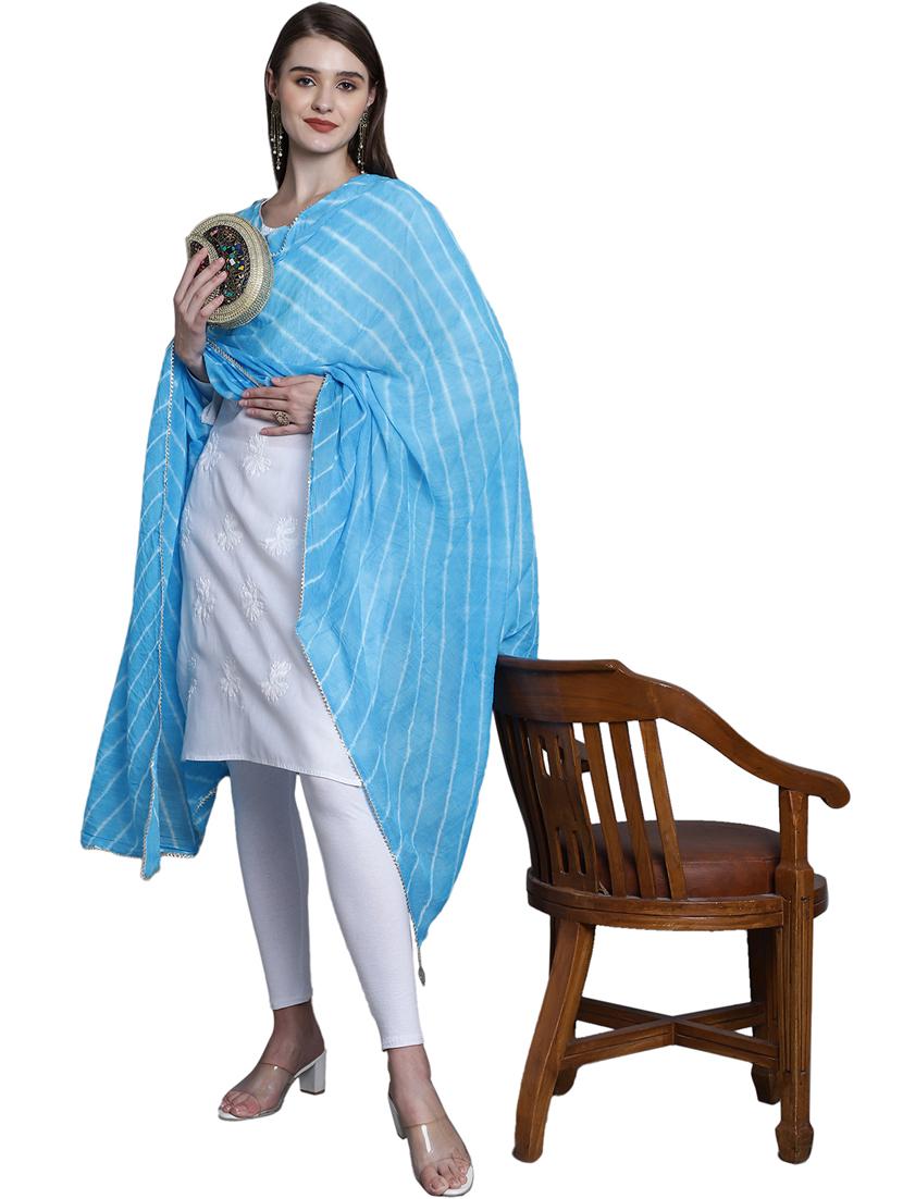 women blue leheriya print dupatta - 20448799 - Standard Image - 3