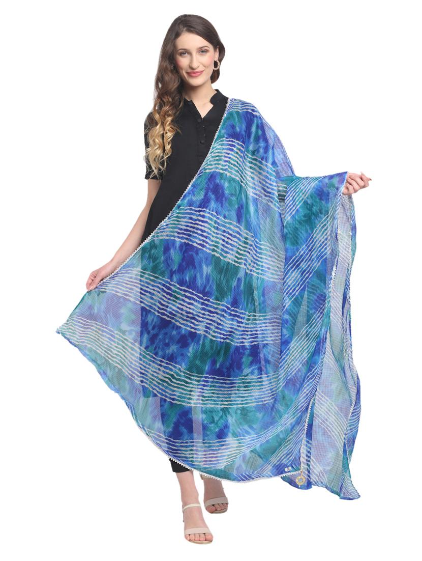 women blue leheriya print dupatta - 20448815 - Zoom Image - 0