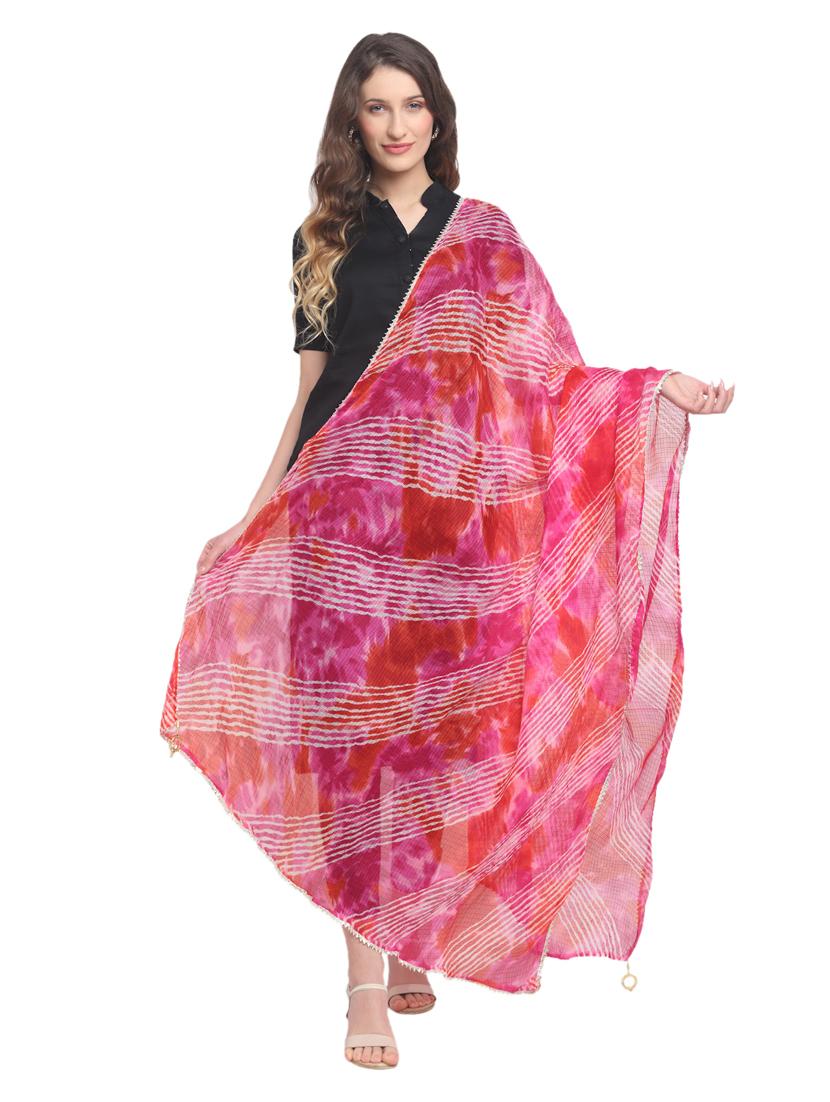 women pink leheriya print dupatta - 20448818 - Zoom Image - 0