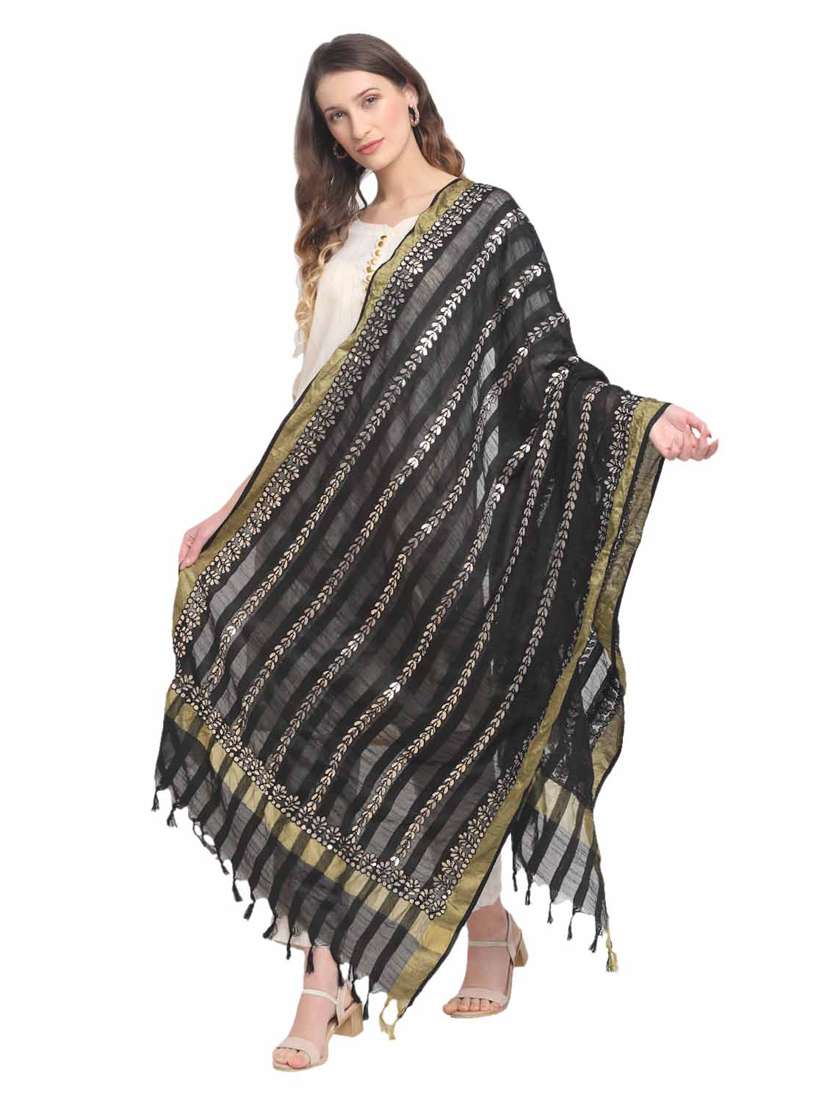 women black embroidered dupatta