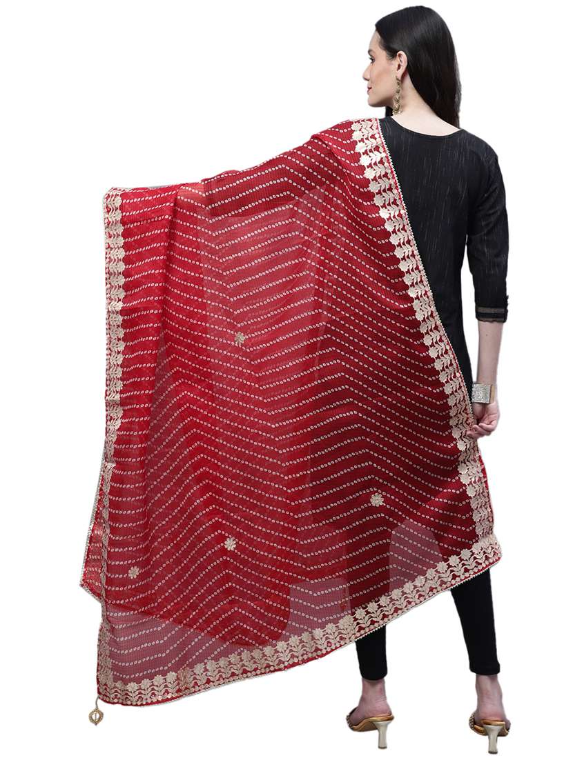 women maroon bandhani dupatta - 20448826 -  Standard Image - 3