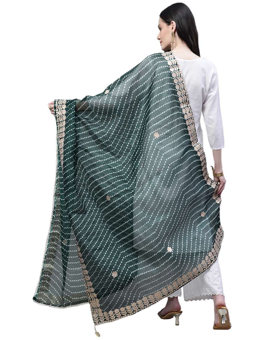 women green bandhani dupatta - 20448827 -  Standard Image - 3