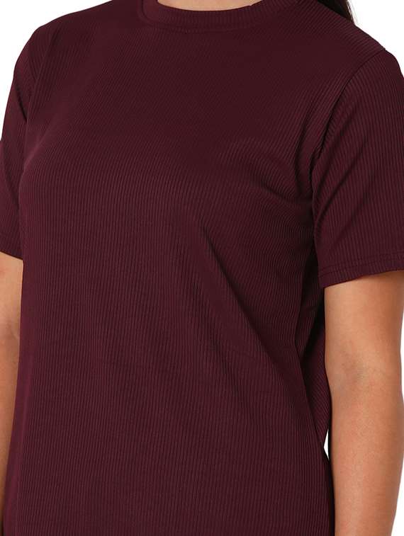 burgundy solid pyjama nightwear set - 20448951 -  Standard Image - 3