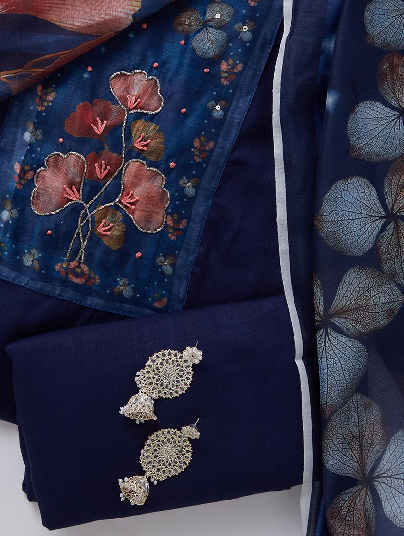 navy blue unstitched salwar suit set