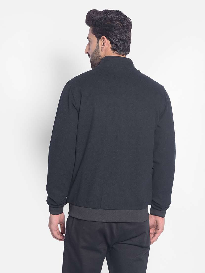 men black polyester casual jacket - 20449301 - Standard Image - 3