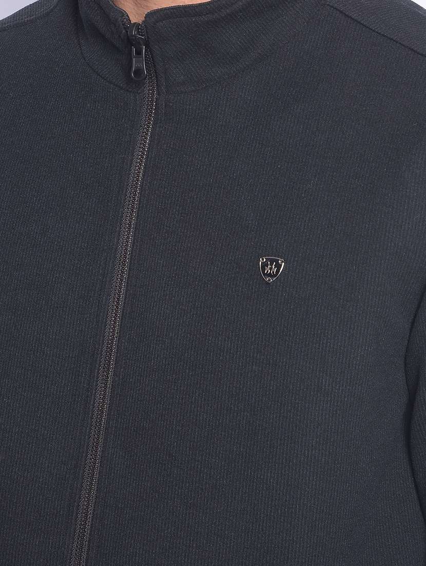 men black polyester casual jacket - 20449301 - Standard Image - 5