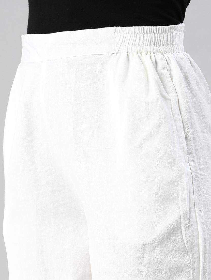 women white viscose straight fit palazzo - 20449309 - Standard Image - 5