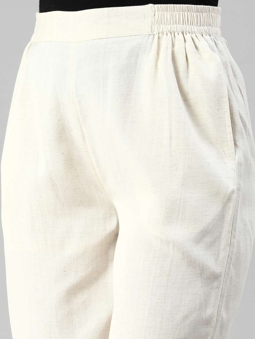 women off white viscose straight fit palazzo - 20449310 - Standard Image - 5