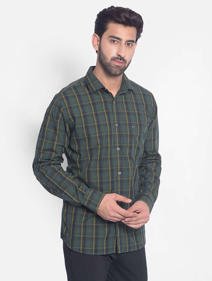 slim fit cotton checked shirt - 20449320 - Zoom Image - 0