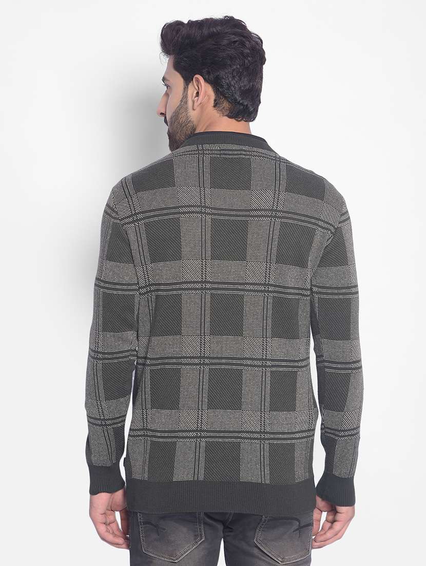 men grey checkered cotton pullover - 20449325 -  Standard Image - 3