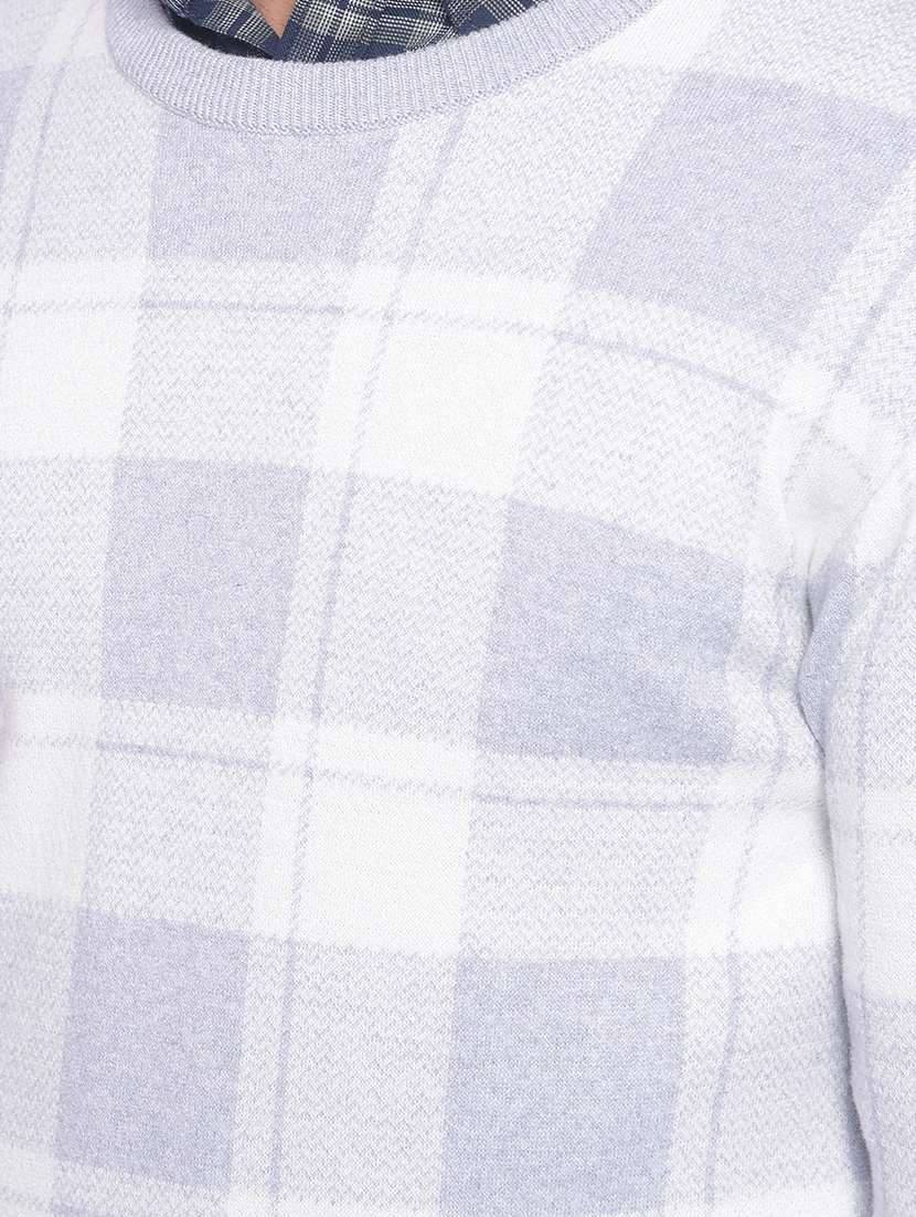 men checkered white cotton pullover - 20449327 -  Standard Image - 5
