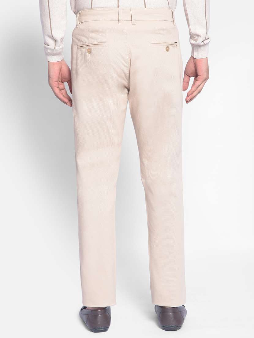 men's beige flat front casual trousers - 20449348 -  Standard Image - 3