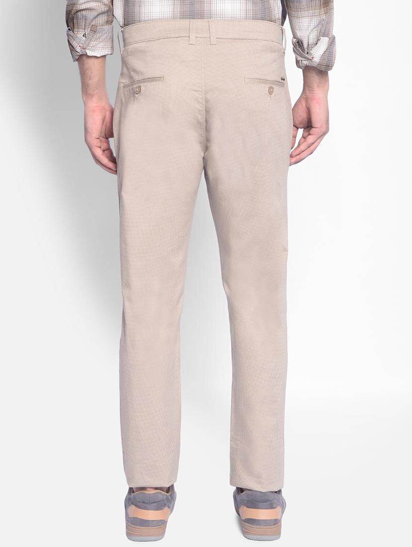 men's beige flat front casual trouser - 20449349 - Standard Image - 3