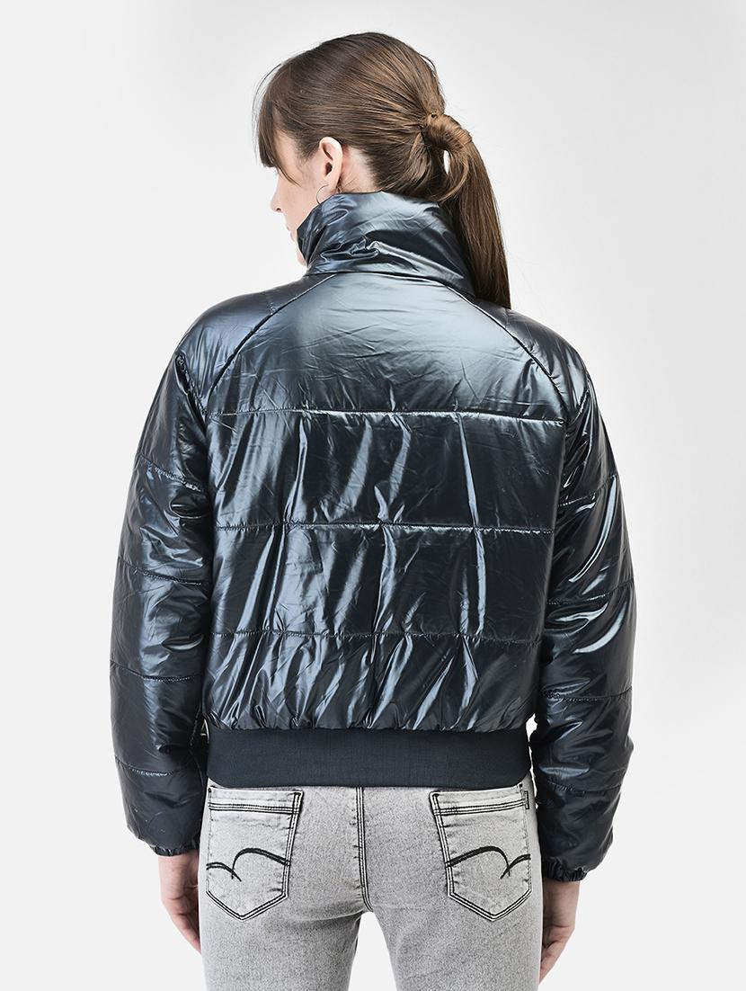 women navy blue polyester bomber jacket - 20449372 - Standard Image - 3