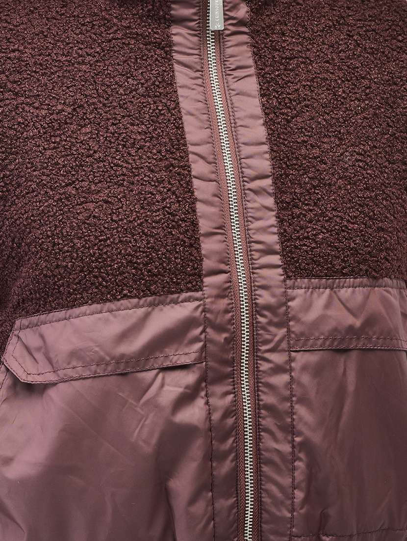 burgundy solid fur jacket - 20449374 -  Standard Image - 5