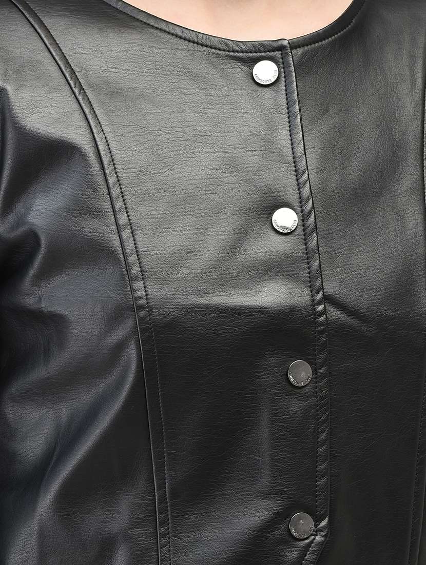 women black poly blend regular jacket - 20449375 -  Standard Image - 5