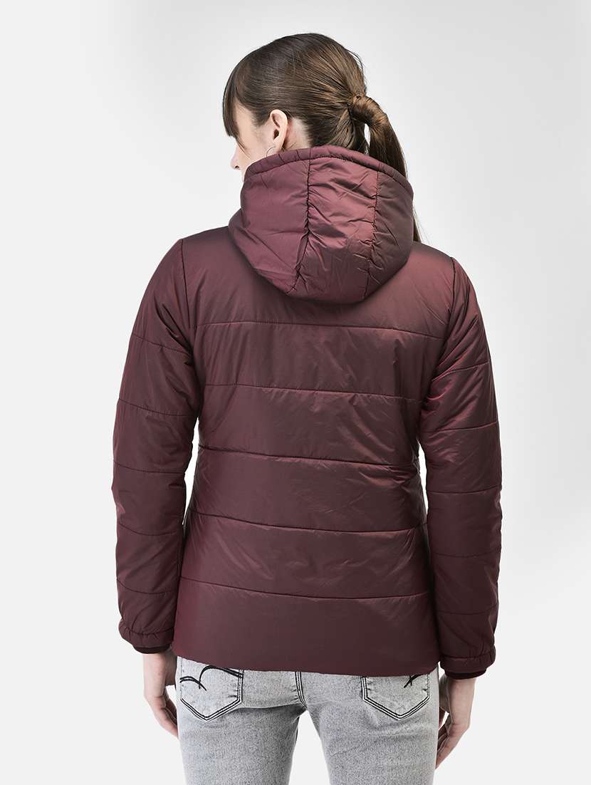 women wine nylon quilted & padded jacket - 20449377 - Standard Image - 3