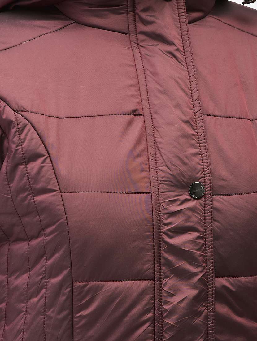 women wine nylon quilted & padded jacket - 20449377 - Standard Image - 5