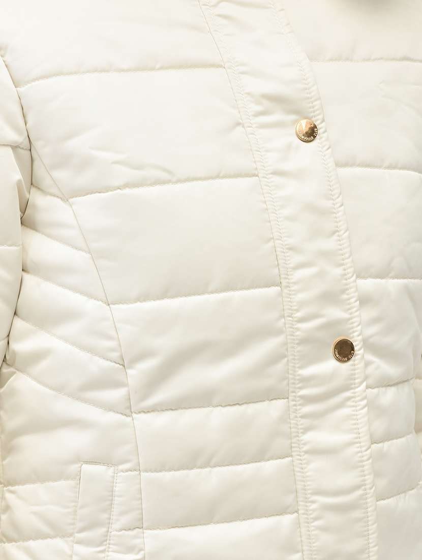 women cream polyester quilted & padded jacket - 20449378 - Standard Image - 5