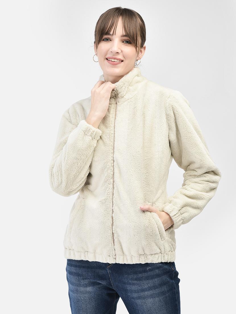 women cream polyester fur jacket - 20449380 - Zoom Image - 0