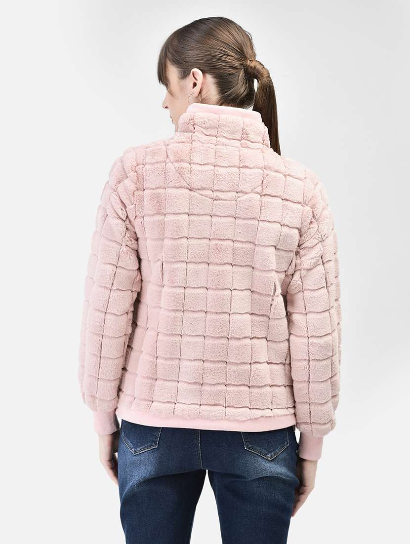 women pink polyester fur jacket - 20449381 - Standard Image - 3