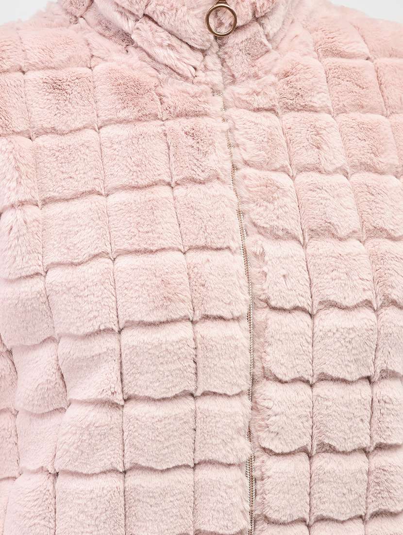 women pink polyester fur jacket - 20449381 - Standard Image - 5