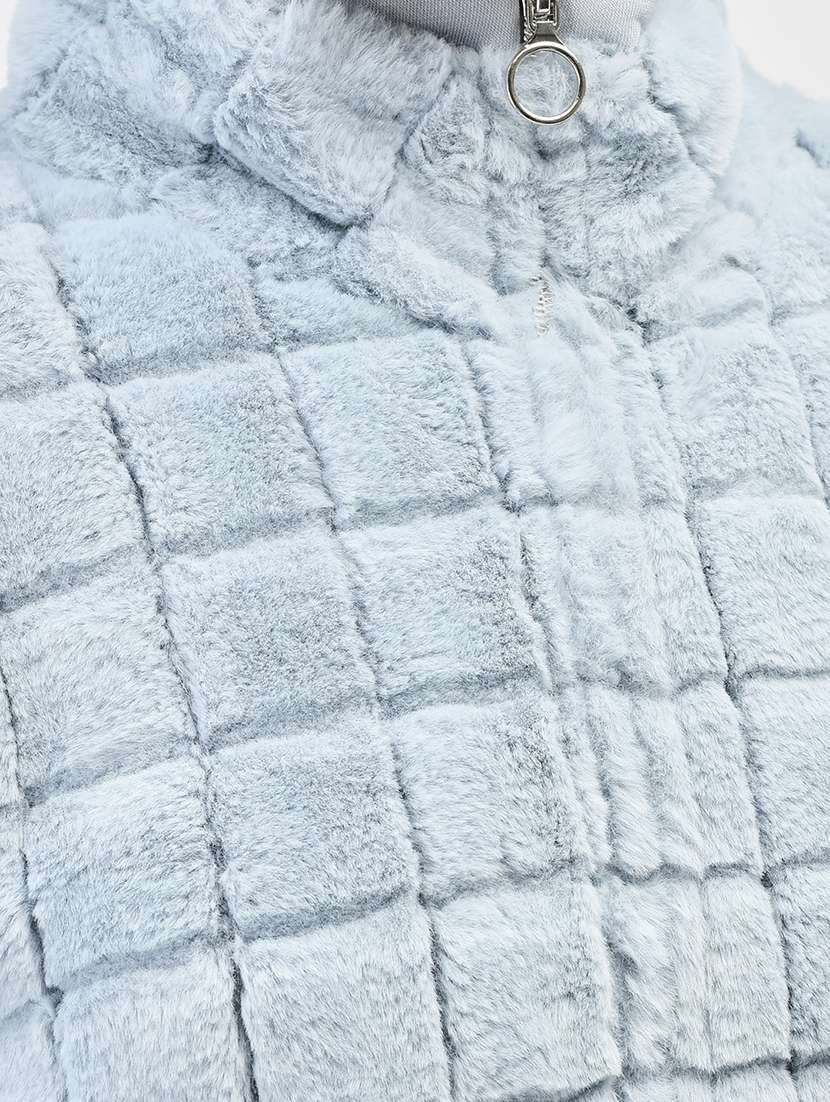 women blue polyester fur jacket - 20449382 - Standard Image - 5
