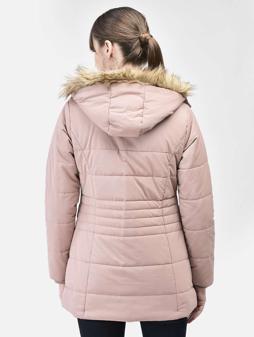 women dusty pink polyester quilted & padded jacket - 20449385 - Standard Image - 3