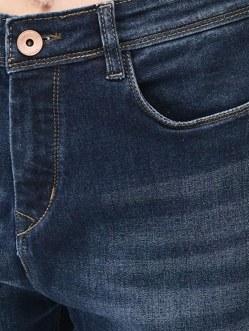 navy blue washed slim fit jean - 20449399 -  Standard Image - 5