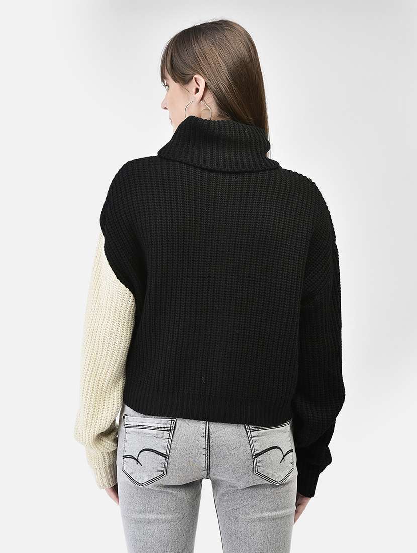 women color block multi colored acrylic pullover - 20449418 - Standard Image - 3