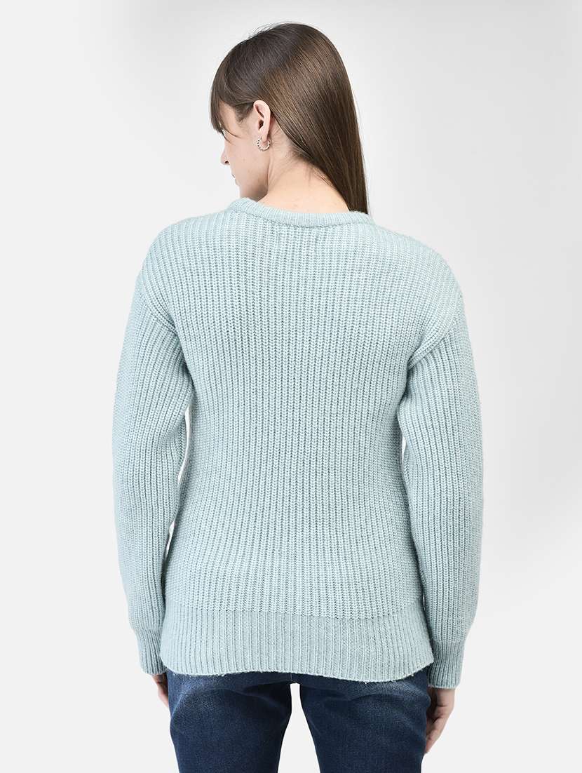 women self designed purist blue polyester pullover - 20449420 -  Standard Image - 3