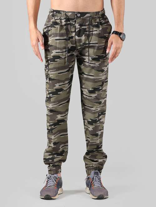 men's green camouflage cargo trousers - 20449955 - Standard Image - 0