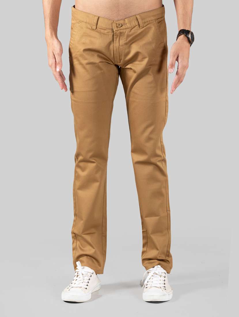 men's khaki flat front casual trouser - 20449960 - Zoom Image - 0