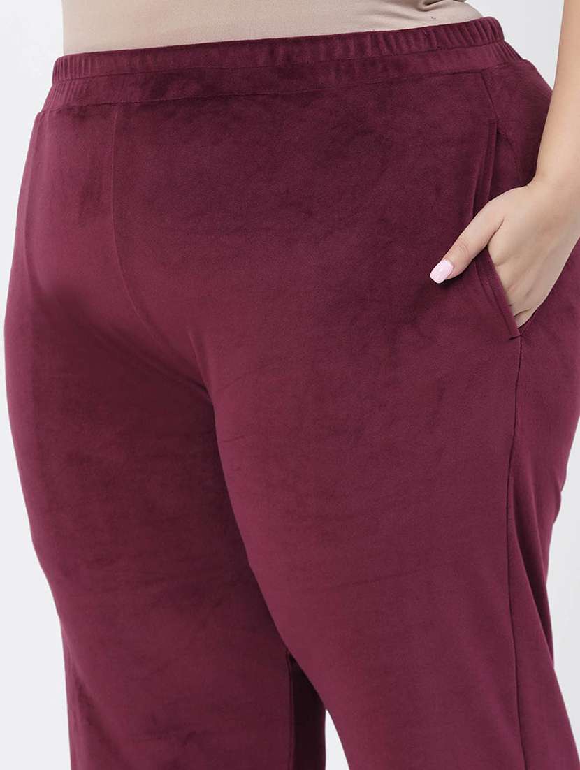women burgundy velvet track suit set - 20449966 - Standard Image - 5
