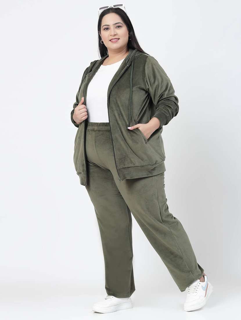 women solid long sleeve active wear sets - 20449970 - Standard Image - 3